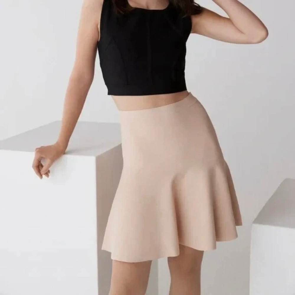 BCBGMAXAZRIA Ingrid Bandage A-Line Skirt Dusty Pink LHL3E008 Small NWT